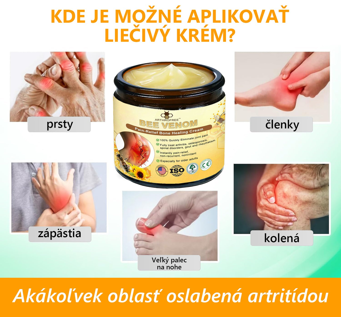 🍀🍀ArthroFree™ Krém proti bolesti kostí s obsahom včelieho jedu🐝(Najmä pre starších dospelých a odporúčané AAOS) x